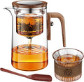 Enchanti Tea Pot, One Touch Glass Teapot with Infuser, Tea Maker for Loose Leaf Tea, Tea Gifts Set -27oz/800ml
