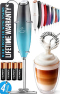 Zulay Kitchen Powerful Milk Frother Wand With Duracell Batteries - Ultra Fast Handheld Drink Mixer - Electric Whisk Foam Maker for Coffee, Lattes, Cappuccino & Matcha - Z1 Motor - Marine