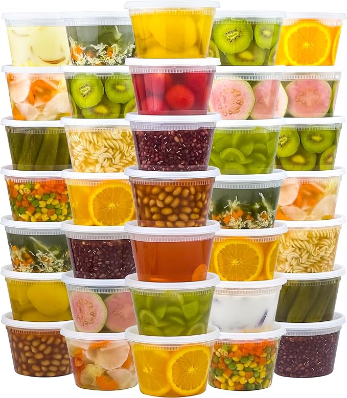 Dealusy 50 Set 16 oz Deli Containers with Lids | Leak-Proof BPA Free Plastic Take Out Bowls, Food Storage Containers for Takeout, Freezer, Microwave & Dishwasher Safe