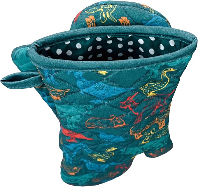 Oven Mitts Cotton Fashion Cute Farm Cattle Design 1pair Heat Resistant Oven Gloves Safe Cooking Baking Grilling Barbecue Machine Washable Pot Holders (Farm Cattle)