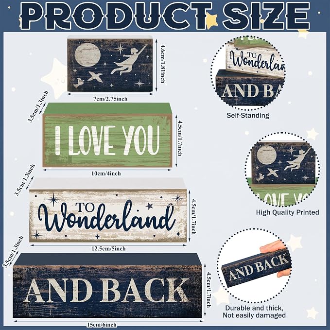 Lineshading 4 Pcs Wooden Farmhouse Block Signs Tiered Tray Decor, Newborn | Rustic Table Decor for School, Beach, Travel Themes, Christmas Sunflower Displays, Farmhouse Gift Signs for Home Tray