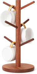 MyLifeUNIT Mug Holder Tree, Coffee Cup Holder with 6 Hooks (Reddish Brown) | Anti-slip padded bottom, space-saving compact design, easy air drying, sturdy tip-resistant structure