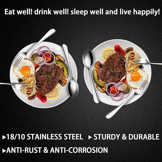 Dinner Forks, Set of 6 Top Food Grade Stainless Steel Silverware Forks, Flatware Set,8 Inches, Mirror Finish & Dishwasher Safe, New Apartment Essentials Cutlery Set