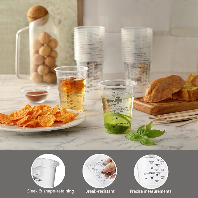 40PCS Measuring Mixing Cups, Little Cook 8oz Disposable Clear Plastic Resin Epoxy Paint Mixing Cups with 40pcs Wooden Stirring Sticks