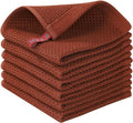 Homaxy 100% Cotton Waffle Weave Kitchen Dish Cloths 6-Pack, Rust | 12 x 12 Inches, Ultra Soft Absorbent Dish Towels, Quick Drying Dish Rags with Hanging Loop