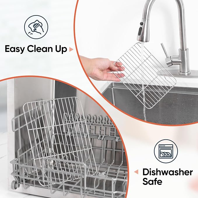 Homikit 4 PCS Baking Rack for Oven Cooking, 8.7” * 6.3” Small Cooling Racks | Food Grade Stainless Steel, Healthy& Heavy Duty, Wire Roasting Grilling Mini Rack for Bacon Bread Cookies, Dishwasher Safe