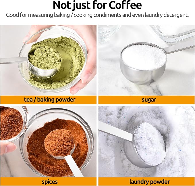 U-Taste Coffee Scoop 1&2 Tablespoon, 4.3in Long Handle Tbsp Measuring Spoon | 18/8 Stainless Steel Tablespoon Scoop, Long Metal Coffee Spoon Scooper, Coffee Meansure Scoop for Ground Coffee Bean Espresso