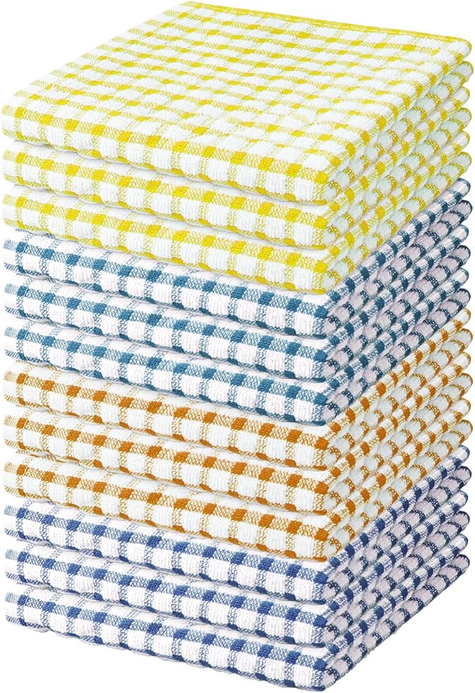 Nialnant 12 Pack Kitchen Dish Cloths,100% Cotton Kitchen Towels | Soft Absorbent Quick Drying Dish Rags for Kitchen,Washing Dishes,Cleaning rags - 11 x 11In