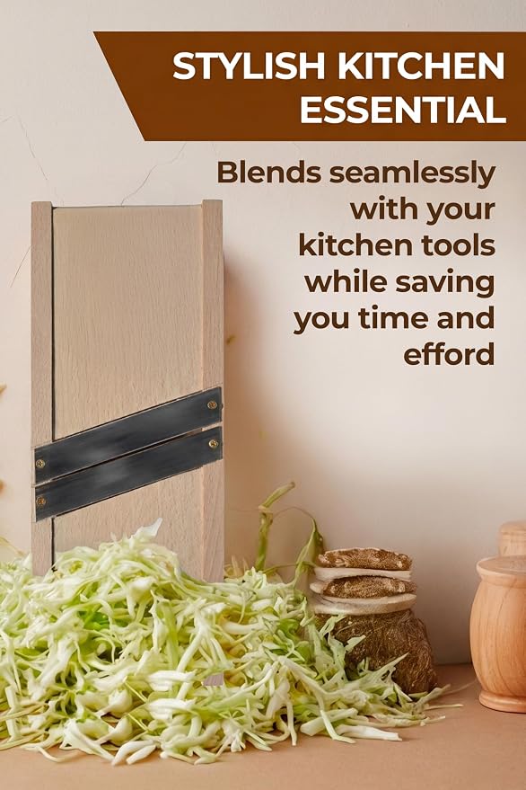 Wooden Cabbage Shredder for Coleslaw (11.8x5.1 in) - Cabbage Grater for Coleslaw - Shredder for Sauerkraut - Slaw Slicer Cutter - Slicer Maker