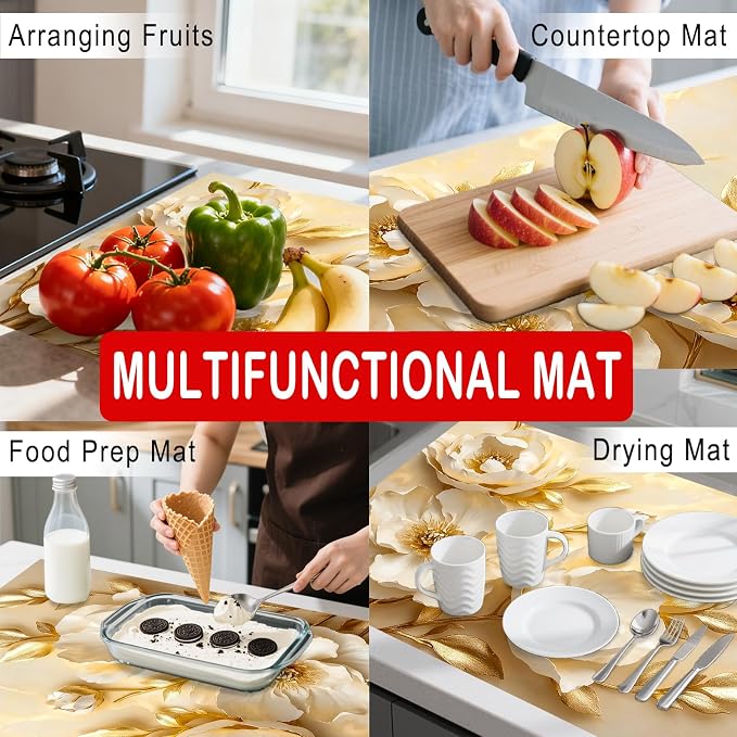 Nuxovilar Floral Stove Cover Diatom Mud 28.35x20.47 In | Glass Protector Countertop Mat Counter Saver Cooktop Cover Kitchen Dining Room Home (Floral Design Pattern)