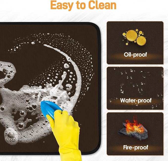 2 PCS Heat Resistant Mats for Countertop Air Fryer, 20x16in, Brown | 1022 ℉ Fireproof mat, air fryer accessories for ninja, cosori, waterproof hot pads for kitchen toaster, oven, coffee maker