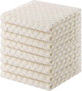 Homaxy 100% Cotton Terry Dish Cloths, 12"x12", 8-Pack, Beige | Ultra Soft Absorbent Dish Towels with Hanging Loop, Pineapple Grid Designed