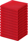 Homaxy 100% Cotton Waffle Weave Kitchen Dish Cloths 12-Pack, Red | 12 x 12 Inches, Ultra Soft Absorbent Dish Towels, Quick Drying Dish Rags with Hanging Loop