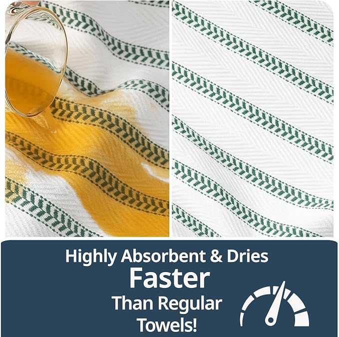 LANE LINEN Kitchen Towel Sets - 6 Pack Cotton Dish Towels for Drying Dishes, 18”x 28”, Hand Towel, Absorbent Tea Towels, Quick Drying Kitchen Towel Set - Christmas Green