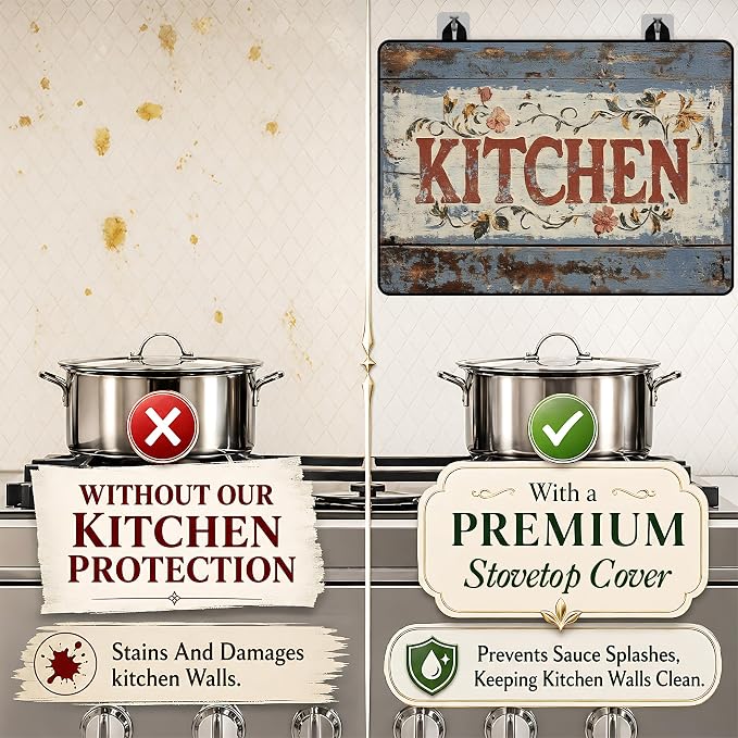 Stove Top Covers with A Non-slip Rubber Coating | protect Your Stove from Scratches, Extend Countertop Space, and Add A Classic Kitchen Touch