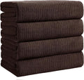 4 Pack Bath Towels Set 35 x 70in Extra Large, Ultra Soft Microfiber | Luxury Thick High Absorbent and Quick Dry Bath Sheet for Bathroom, Beach, Yoga, Sport,SPA, Fitness, Brown