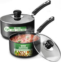Utopia Kitchen Nonstick Saucepan Set with Lids 1 QT 2 QT Pots PFOS Free | Multipurpose Cooking Pots Set, Nonstick Coating, Even Heat Distribution, Durable, Bakelite Handles, Dishwasher Safe