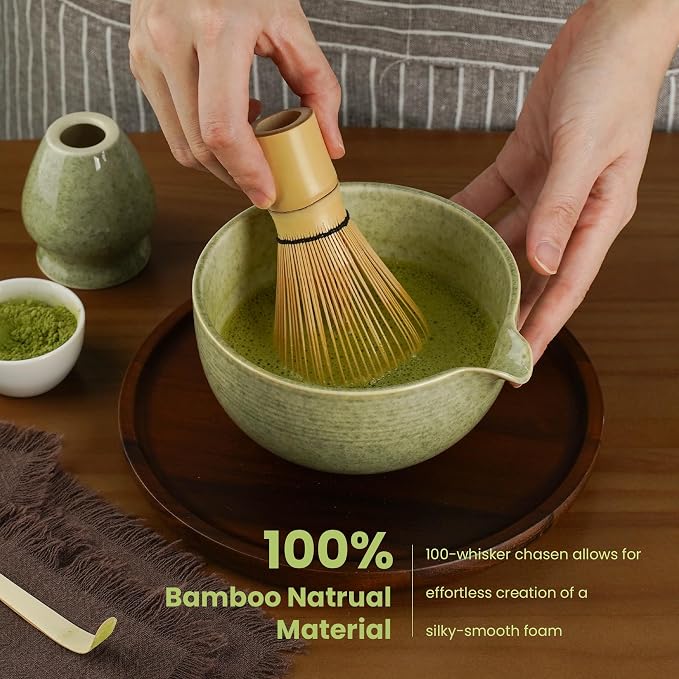 Matcha Whisk Set, Ceramic Bowl Matcha Kit & Handcrafted Bamboo Chasen, Complete 5 Pcs Matcha Set Whisk and Bowl, Stainless Steel Sifter, Bamboo Scoop & Holder for Matcha Lovers | Complete 5 Pcs Matcha Set Whisk and Bowl, Stainless Steel Sifter, Bamboo ...