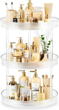 3-Tier Lazy Susan Bathroom Countertop Organizer, 360° Clear Rotating Storage Tray, Cosmetics and Perfume Organizer, Spinning Storage Tray Vanity Organizer Shelf for Bathroom Cabinet, Kitchen(Medium)