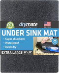 Drymate Premium XL Under Sink Mat, Waterproof Cabinet Protection Mats for Kitchen & Bathroom, Absorbent Shelf Liners, Slip-Resistant, Non-Adhesive, Machine Washable (USA Made)(24”x59”)(Charcoal)
