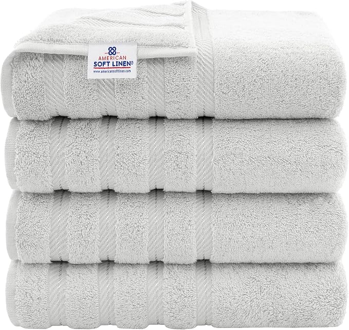 American Soft Linen 100% Cotton Luxury Turkish Towels, 4 PC Bath Towel Set | Soft Absorbent Quick Dry OEKO Tex Standard 100 Certificated Durable Machine Washable Premium Hotel Quality