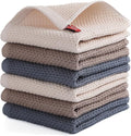 Egles 6 Pack Kitchen Dishcloths 100% Cotton, 12 x 12 Inch | Waffle Dish Cloths, Soft, Absorbent and Quick-Drying Dish Towels, for Washing Dishes