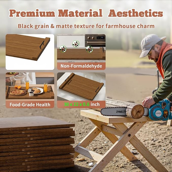 Gas Stove Top Cover: Wooden 30 * 22 inches Noodle Board Stovetop Covers with Handles, Wood Cutting Board for Kitchen Gas Stove and Electric Stove