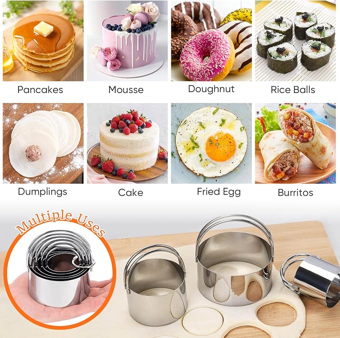9PCS Stainless Steel Pastry Blender Set, 3 Cup Flour Sifter, Biscuit Cutter, Pastry Cutter, Dough Cutter, Silicone Baking Mats, for Cooking Cookies and Donuts, Cakes, Biscuits or Making Pancakes