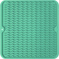 Silicone Dish Drying Mat, Non-Slip Easy Clean Sink Mat, Green, 12" x 12" | Quick-Dry Ridges, Large Heat-resistant Dish Drainer Mat for Kitchen Counter, Hangable & Roll-Up for Storage, Dishwasher Safe