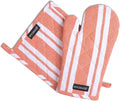 Encasa XO Oven Mitts and Pot Holders Set, Heat Resistant Cotton | Franca Orange Stripes, Diamond Quilted | Non-Slip Grip | Microwave & Oven Safe | Hanging Loop | Machine Washable | Set of 2