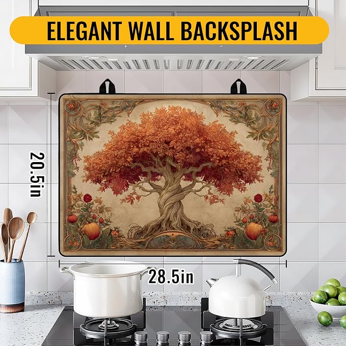 NYZE Tree of Life Silicone Stove Top Cover, Electric Glass 28"x20" | Heat-resistant, Non-slip, Scratch-resistant