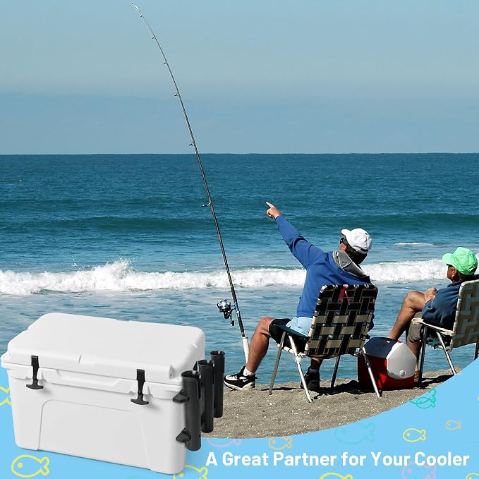 Cooler Fishing Rod Holder, Wall Mounted Fishing Pole Holder, 3 Link Fishing Rod Rack Compatible with YETI Coolers and for RTIC Coolers, Cooler Accessory, Medium, Black