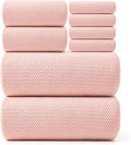 REDKISS Pink Towel Set of 8 - Ultra Soft Microfiber, Contains 2 Large Bath 35x70, 2 Hand 14x30, 4 Washcloths 14x14, Highly Absorbent, Quick Dry, Ideal for Everyday use, Hotel & Spa, Pink