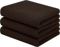 Homaxy 100% Cotton Waffle Weave Kitchen Towels, 3-Pack, Dark Brown | 13 x 28 Inches, Ultra Soft Absorbent Dish Towels, Quick Drying Cleaning Towels