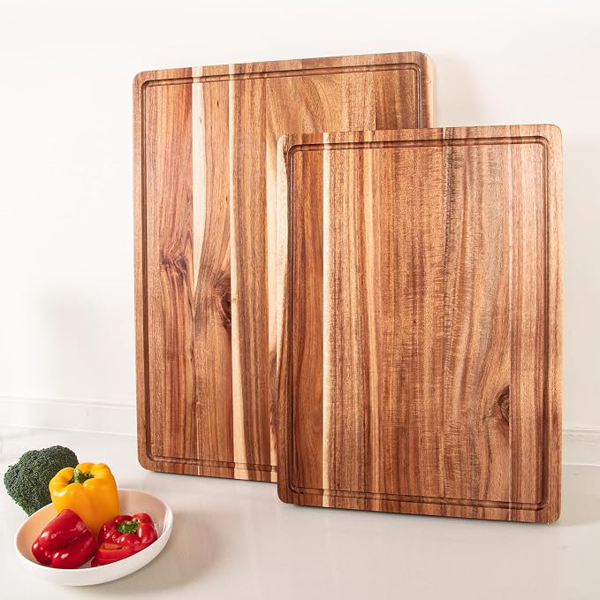 GAOMON 20 x 15 In Extra Large Acacia Wood Cutting Board, 1.5" Thick Kitchen Cutting Boards with Handle & Juice Groove, Butcher Block, Wooden Carving Board for Meat and Chopping Vegetables