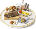 Oroyutor 18-Inch Large Oak Lazy Susan Organizer, Gold and White | Oak wood base, smooth 360-degree rotation and gold-and-white design for dining tables, kitchen counters and spice storage.