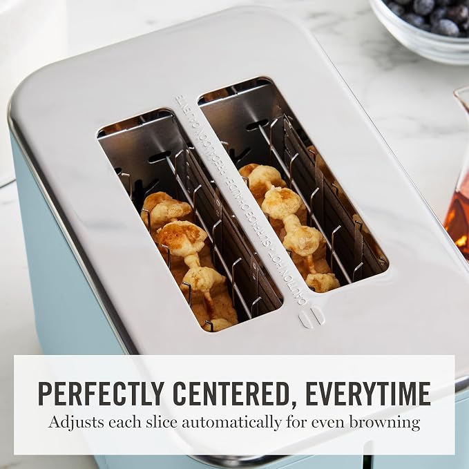 Martha Stewart 2-Slice Toaster, 3 Presets & 10 Shade Settings, Sky Blue