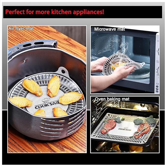 Cook's Aid 2 PCS Silicone Induction Cooktop Protector Cover Mat 7.9" (Magnetic) | 230°C (450℉) Heat-Resistant Induction Stove Protector | Multifunctional Silicone Mats (Logo CK)