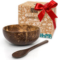 Jungle Culture 1 Coconut Bowl & Spoon with FREE eBook • Wooden Bowls • Salad Serving Bowl • Acai Smoothies Pasta Cereal • Cute Vegan Gift Ideas • Eco Friendly Coconut Shell Bowls