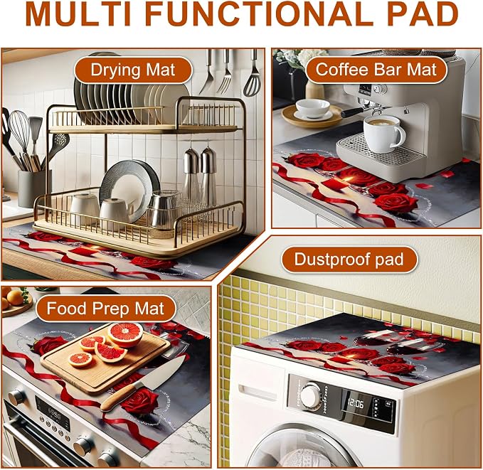 HOMETITUTE Spring Stove Top Cover 28x20 Rose Wine Heat Resistant Glass Protector