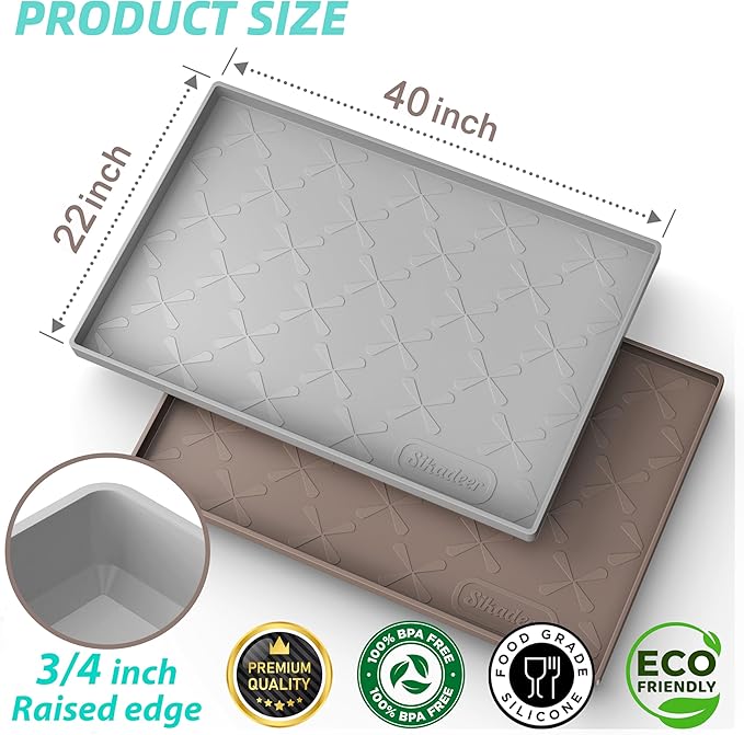 Waterproof Under Sink Mat 40" x 22" Silicone Mat Cabinet Protector | Heavy Duty Deep Drip Tray, Extra Thick Non Slip Liner for Kitchen & Bathroom, Pets, Organizer, Storage, Boots, Home Essential