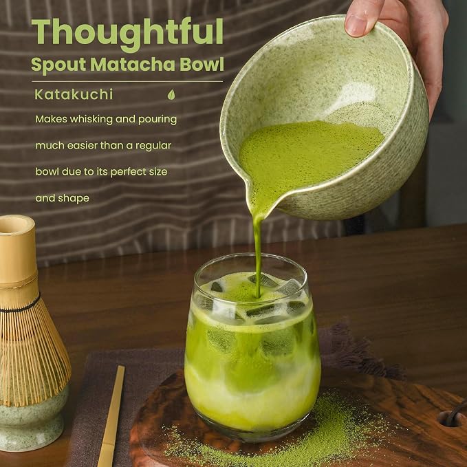 Matcha Whisk Set, Ceramic Bowl Matcha Kit & Handcrafted Bamboo Chasen, Complete 5 Pcs Matcha Set Whisk and Bowl, Stainless Steel Sifter, Bamboo Scoop & Holder for Matcha Lovers | Complete 5 Pcs Matcha Set Whisk and Bowl, Stainless Steel Sifter, Bamboo ...