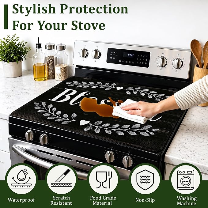 Blessed Wall Electric Stove Top Cover Protector,Glass Flat Top Stove Mat,Heat-Resistant Oven Induction Cooktop Mat for Ceramic Countertop Mats Dish Drying Mat