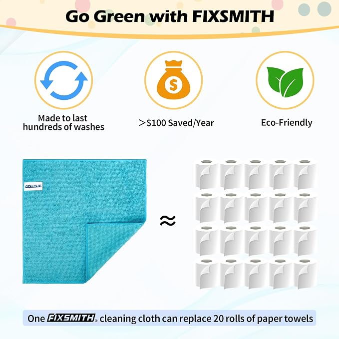 Microfiber Cleaning Cloth, 20 Pack Cleaning Rags, Cleaning Towels for Housekeeping, Kitchen, Car, Lint-Free, Reusable Shop Towels with 5 Colors (Green/Blue/Yellow/Orange/Pink), 12"X12"