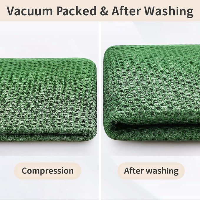 Homaxy 10 Pack 100% Cotton Kitchen Towels and Dishcloths Set, Grass Green | 12 x 12 Inches and 13 x 28 Inches Kitchen Towels Set, Ultra Soft Absorbent Dish Cloths for Washing Dishes