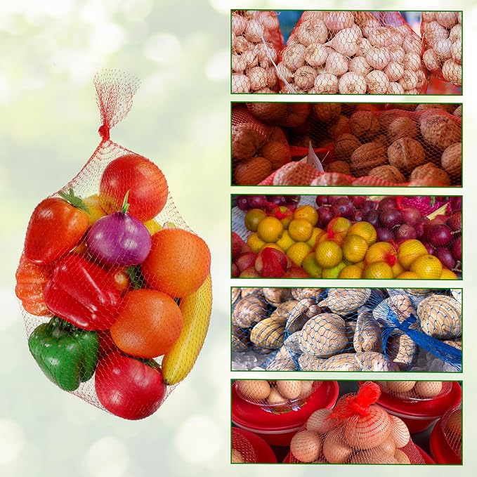uxcell 150pcs Egg Hatching Bags, 20 Inch Mesh Nylon Netting Reusable Produce Mesh Bags Strong Stretchable Plastic Seafood Boil Bags for Fruits Vegetables Storage, Red