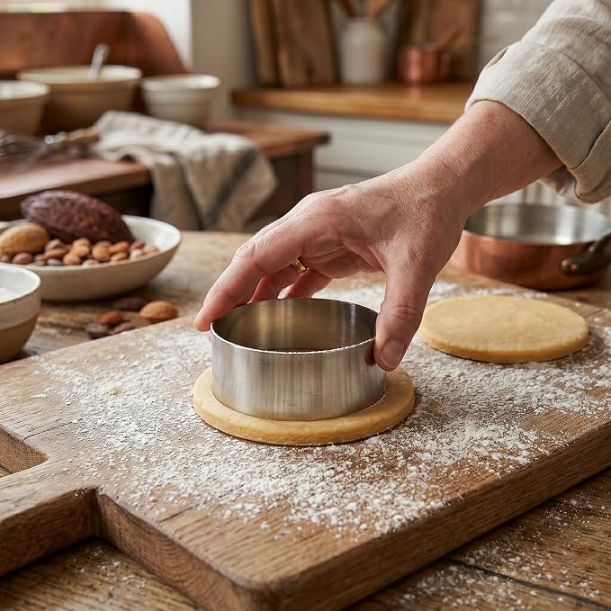 Large Round Cake Ring Set-4/6/8 Inch Biscuit Cutter Stainless Steel Circle Pancake Mold English Muffin Ring