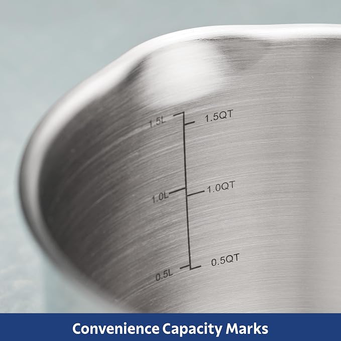 Tramontina Tempo Tri-Ply Base Stainless Steel 2-Qt Small Sauce Pan with Lid | Induction-Ready Saucepan, Oven-Safe, Dishwasher-Safe