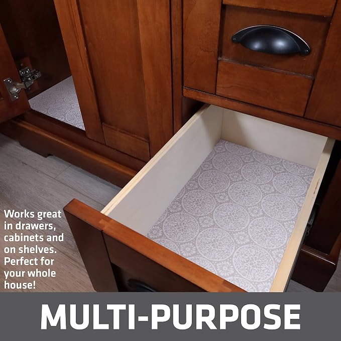 Drymate Premium XL Under Sink Mat, Waterproof Cabinet Protection Mats for Kitchen & Bathroom, Absorbent Shelf Liners, Slip-Resistant, Non-Adhesive, Machine Washable (USA Made)(24”x59”)(Tan)