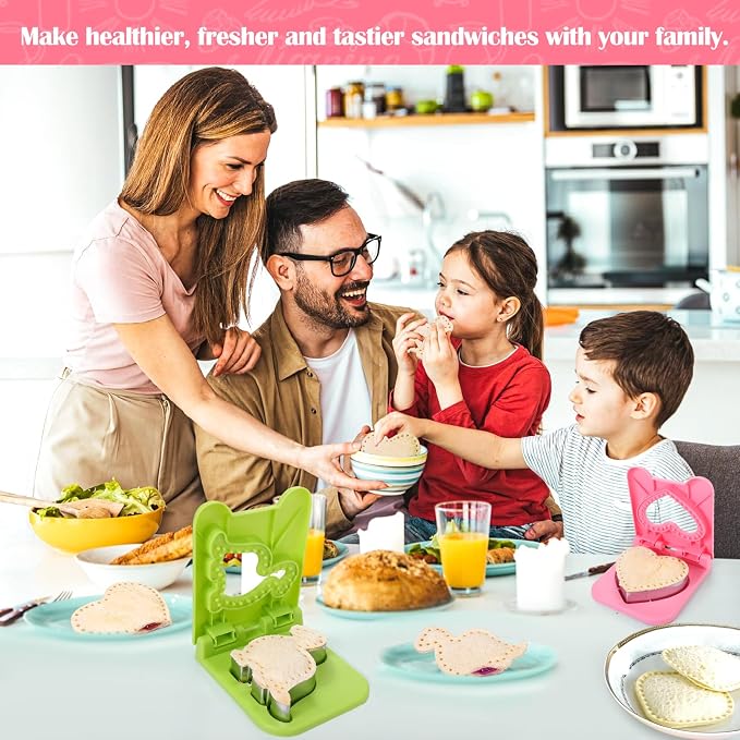 Vodolo 2PCS Sandwich Maker,Sandwich Cutters for Kids Lunch,Crustless Breakfast Sandwich Cutter and Sealer Set Great for Children Boys Girls Lunchbox and Bento Box for Autumn School Start Season